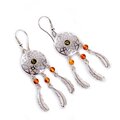Click to view product details and reviews for Dreamcatcher Drop Earrings In Silver And Amber Default Title.