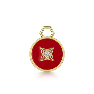 Rox Lox Diamond Red Enamel Disc Charm