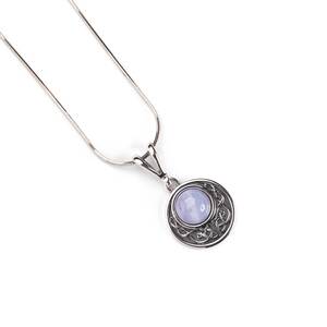 Celtic Circle Necklace In Silver And Blue Lace Agate 16 42cm