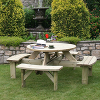 Charles Bentley Round Wooden Supported Picnic Table