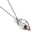 Click to view product details and reviews for Charming Leaf Necklace In Silver Amber 16 42cm.