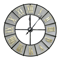 Wrought Iron Outdoor Garden Metal Clock - Black & Antique Brass