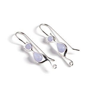 Russian Blue Cat Drop Earrings In Silver And Blue Lace Agate Default Title