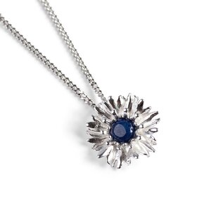 Cornflower Necklace In Silver And Lapis Lazuli 16 42cm