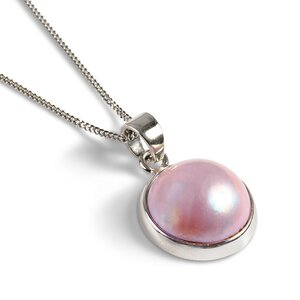 Natural Pink Luster Pearl Necklace In Silver Natural Designer Gemstone 16 42cm