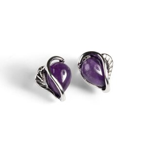 Amethyst Stud Earrings Set In Silver Default Title