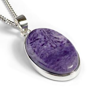 Vibrant Russian Charoite Gemstone Necklace Natural Designer Gemstone 16 42cm