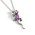 Click to view product details and reviews for Small Lizard Necklace In Silver And Amethyst 16 40cm.