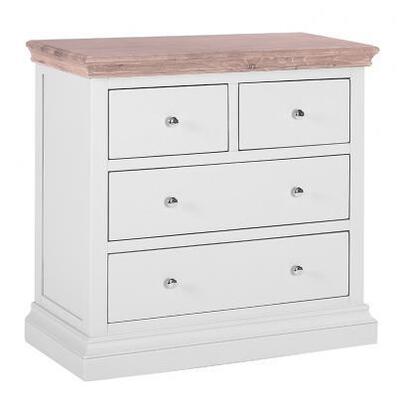 Cirencester Chalked Oak & Light Grey Painted 4 Drawer Chest of Drawers