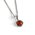 Click to view product details and reviews for Round Charm Necklace In Silver And Amber Yellow 22 56cm.
