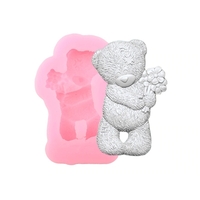 Small Silicone Mould - Teddy with Flower (1pc)