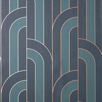 Cascade Arch Wallpaper Navy / Gold Fine Decor FD42845