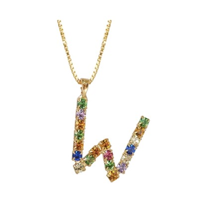 Initial W Letter Necklace - Gold