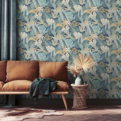 Eden Wallpaper Collection Khasi Jungle Blue Muriva  M36901