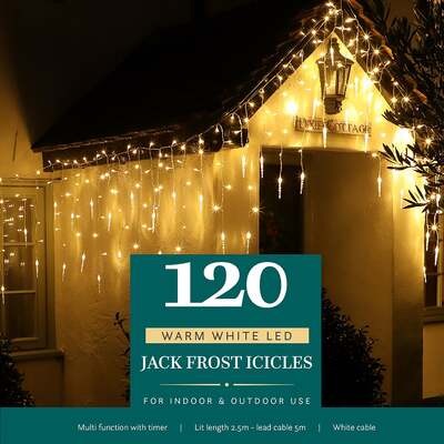 Noma Christmas Warm White Multifunction Jack Frost Icicles With Clear Cable 120, 360, 720, 120 Bulbs