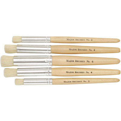 Pack of 5 Hog Bristle Short Handle Stencil Paint Brush Set
