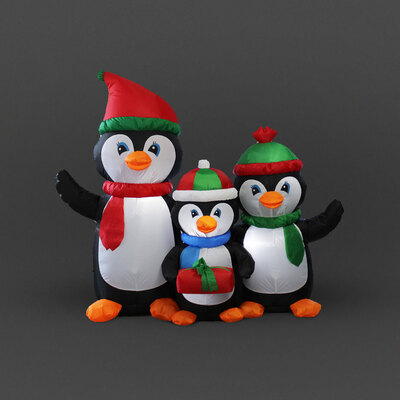 1.5m Christmas LED Lit Inflatable Penguin Family