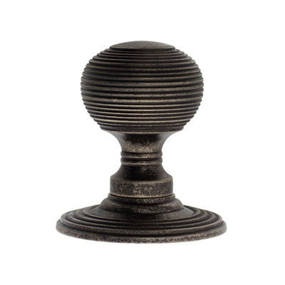 Atlantic Old English Ripon Solid Brass Reeded Mortice Knob, Distressed Silver - OE50RMKDS (sold in pairs) DISTRESSED SILVER