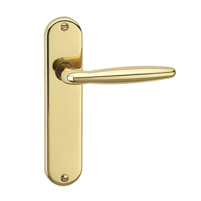 Urfic Rouen Premium Range (180mm) Door Handles On Backplate, Polished Brass - 1050-465-01 (sold in pairs) LATCH
