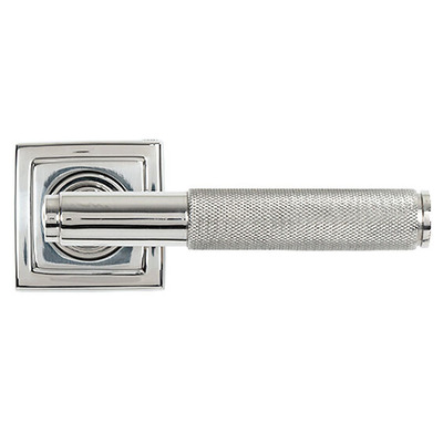 From The Anvil Brompton Door Handles On Square Rose, Polished Marine Stainless Steel - 49847 (sold in pairs) POLISHED MARINE STAINLESS STEEL - SPRUNG