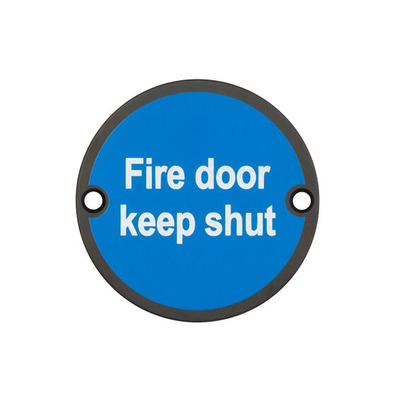 Frelan Hardware Fire Door Keep Shut Sign (75mm Diameter), Matt Black - JS100MB MATT BLACK