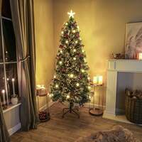 Green Fibre Optic Christmas Tree 3ft - 7ft with Berries, Cones and Warm White LED Stars, 7FT