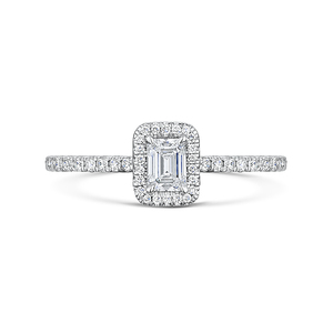 Emerald Cut Diamond Halo Ring 057ct