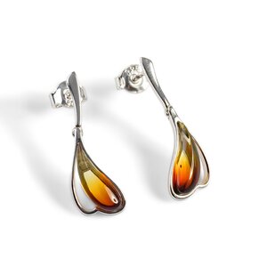Burning Effect Earrings In Silver And Amber Default Title