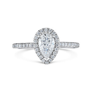 Pear Cut Diamond Halo Ring 085cts