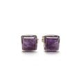 Click to view product details and reviews for Small Square Stud Earrings In Silver And Amethyst Default Title.