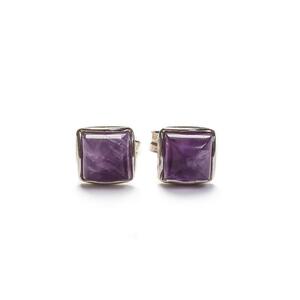 Small Square Stud Earrings In Silver And Amethyst Default Title