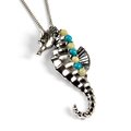 Click to view product details and reviews for Large Seahorse Necklace In Silver Turquoise And Amber 18 455cm.