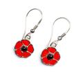 Click to view product details and reviews for Hand Painted Poppy Flower Drop Earrings In Silver And Amber Default Title.