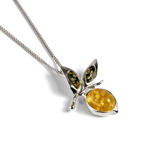 Juicy Lemon Necklace In Silver And Amber 16 42cm