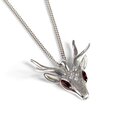 Click to view product details and reviews for Large Stag Head Necklace In Silver And Amber 16 42cm.