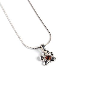 Paw Print Necklace In Silver And Amber 22 56cm