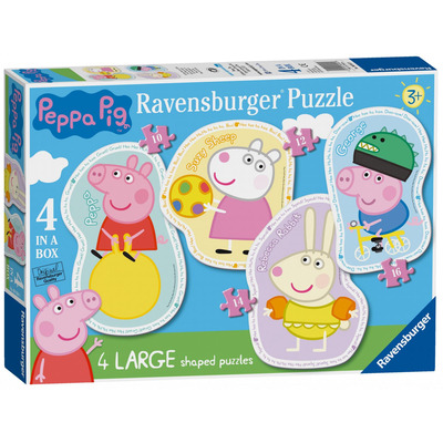 Ravensburger Peppa Pig 4 Large Shaped Jigsaw Puzzles (10,12,14,16pc)