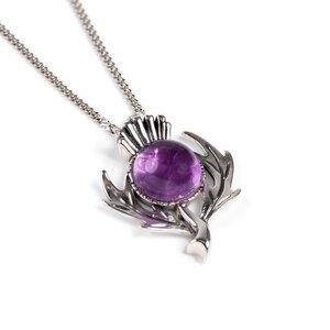 Scottish Thistle Necklace In Silver And Amethyst 18 455cm