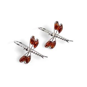 Rounded Dragonfly Drop Earrings In Silver And Amber Default Title