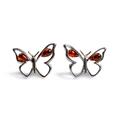Click to view product details and reviews for Butterfly Stud Earrings In Silver And Cognac Amber Default Title.