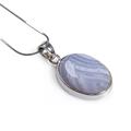 Click to view product details and reviews for Blue Lace Agate Oval Necklace Set In Silver 16 42cm.