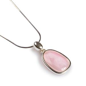 Pastel Pink Necklace Set In Silver 16 42cm