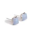Click to view product details and reviews for Small Square Stud Earrings In Silver And Blue Lace Agate Default Title.