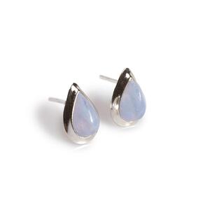 Teardrop Stud Earrings In Silver And Blue Lace Agate Default Title
