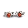Click to view product details and reviews for Honey Bee Stud Earrings In Silver And Amber Cognac.