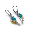 Click to view product details and reviews for Tropical Parrot Earrings In Silver Yellow Amber And Turquoise Default Title.