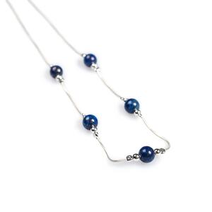 Delicate 5 Stone Necklace In Silver And Lapis Lazuli Default Title
