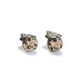Click to view product details and reviews for Small Round Stud Earrings In Silver And Dalmatian Jasper Default Title.