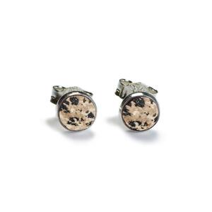 Small Round Stud Earrings In Silver And Dalmatian Jasper Default Title