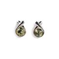 Click to view product details and reviews for Sealed With A Kiss Stud Earrings In Silver And Green Amber Default Title.